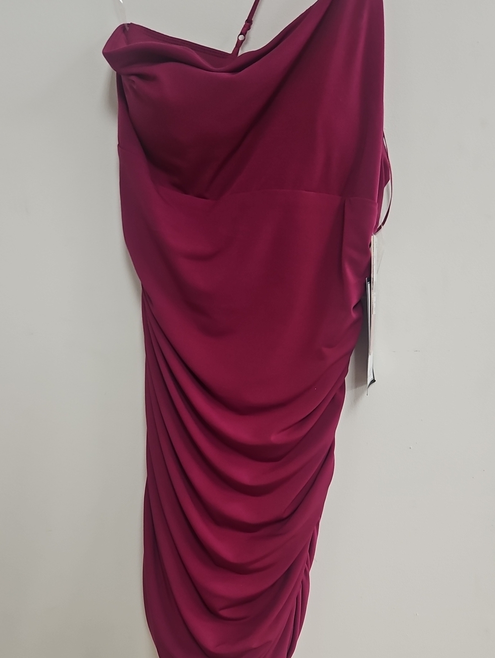 Emerald Sundae One-Shoulder Draped Dress in Berry Plum